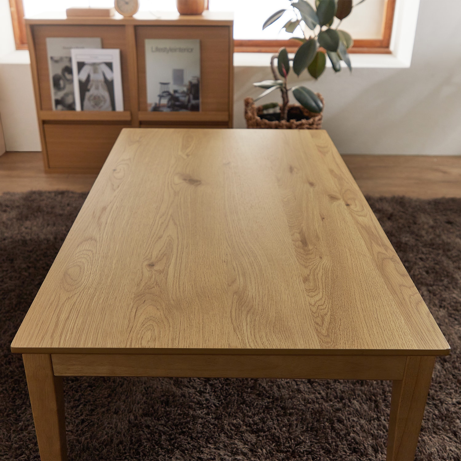 節ありオーク材の薄型こたつテーブル ＜幅75／105／120／150cm＞｜通販