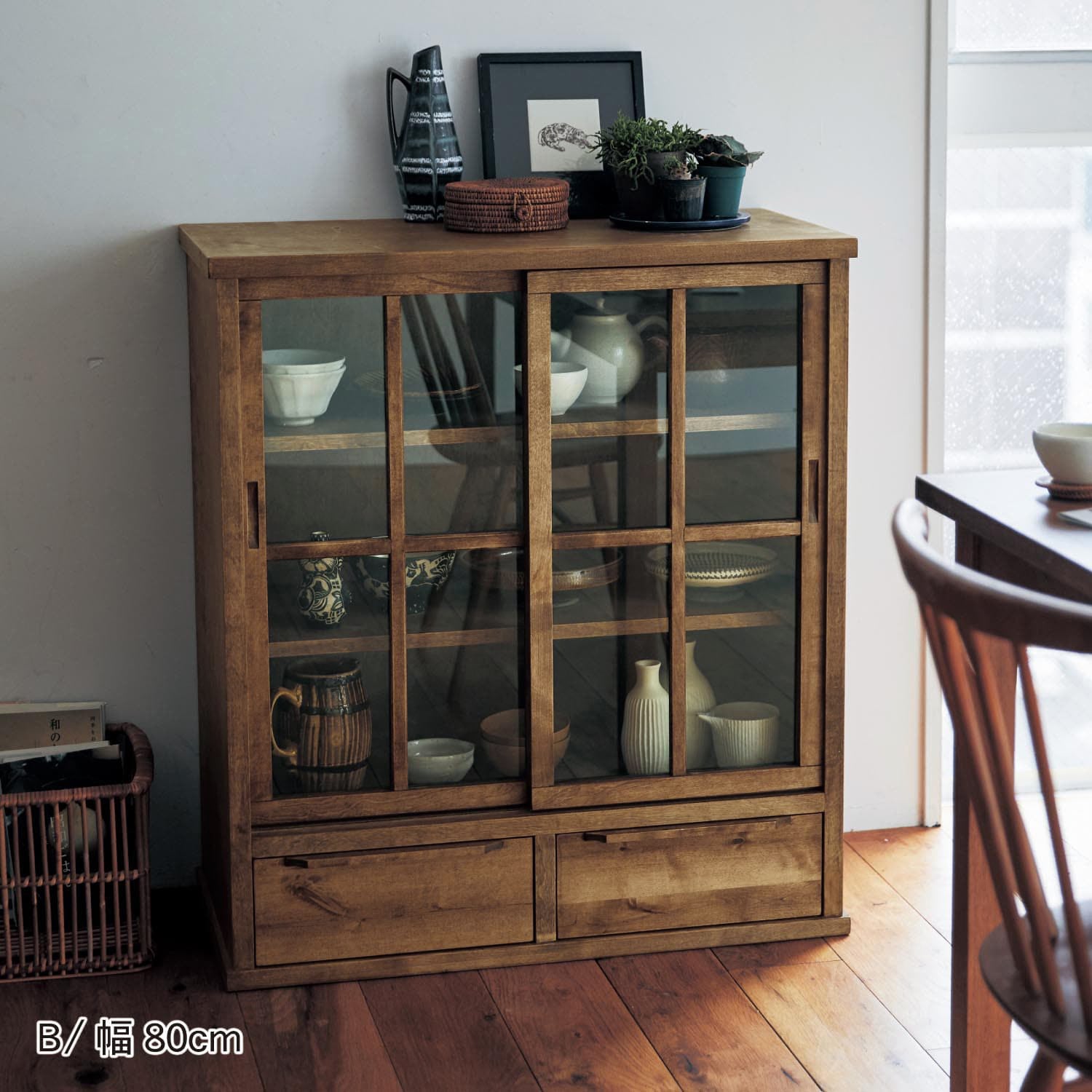 あたらしくて懐かしい。水屋箪笥風引戸キャビネット ＜幅80／幅110cm