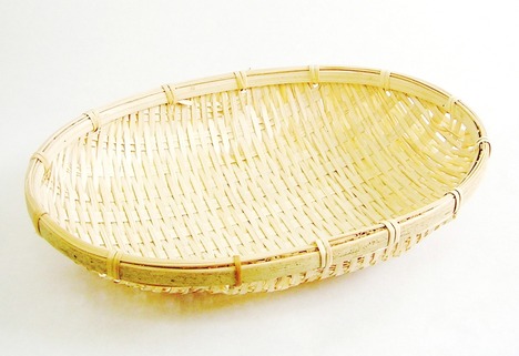 竹製 当渕小判ザル（中）長さ28センチ【通販 楕円形 竹ザル 竹ざる