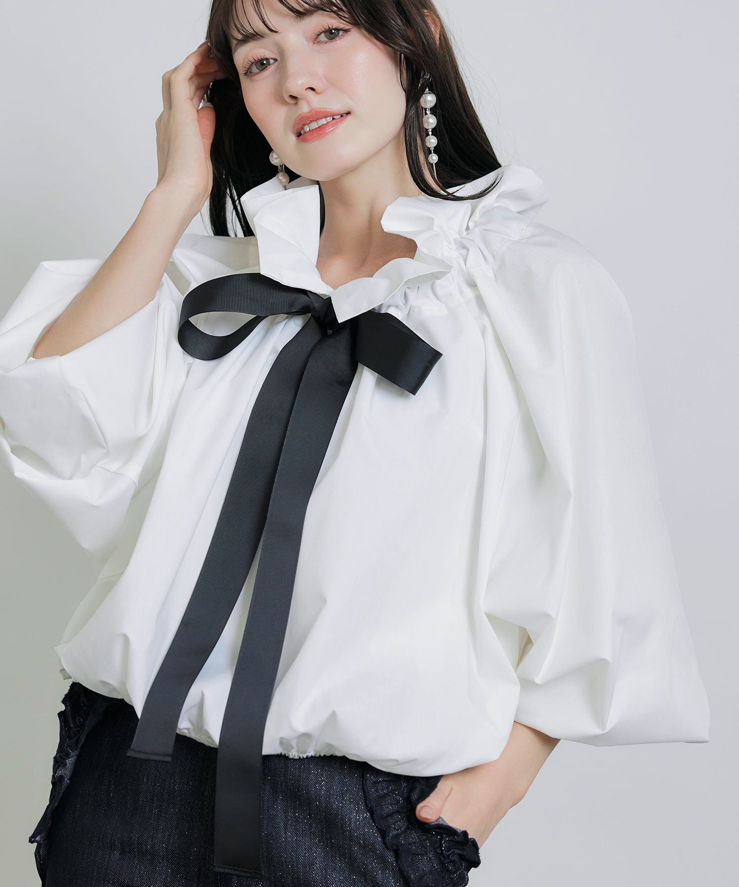 ビッグカラーグログランリボンブラウス | PICCIN (ピッチン) 公式通販