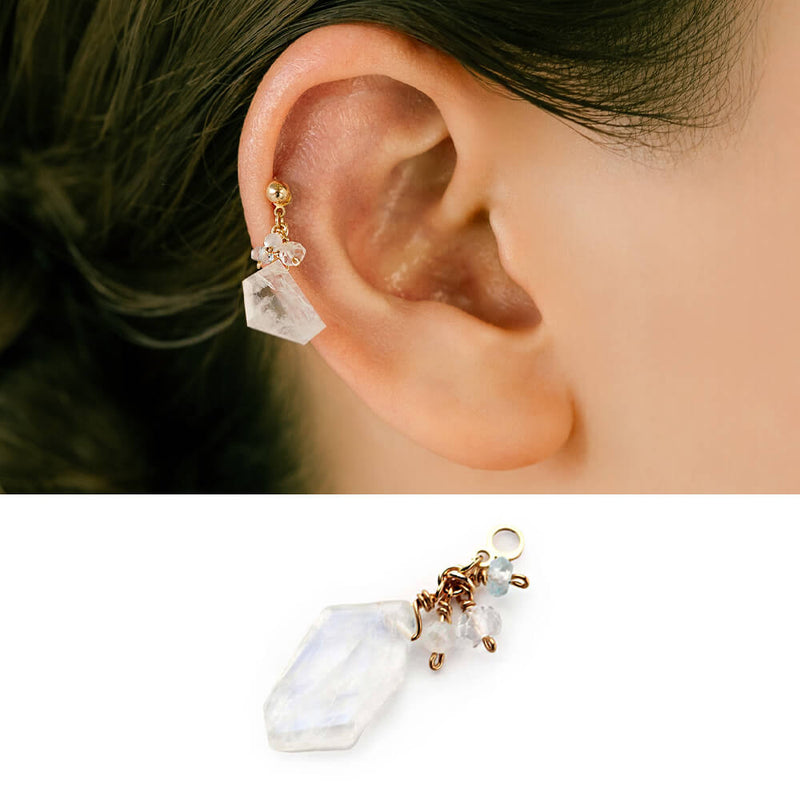 K10 MOONSTONE | ピアス チャーム 天然石 | 14G 16G対応 | 軟骨ピアス