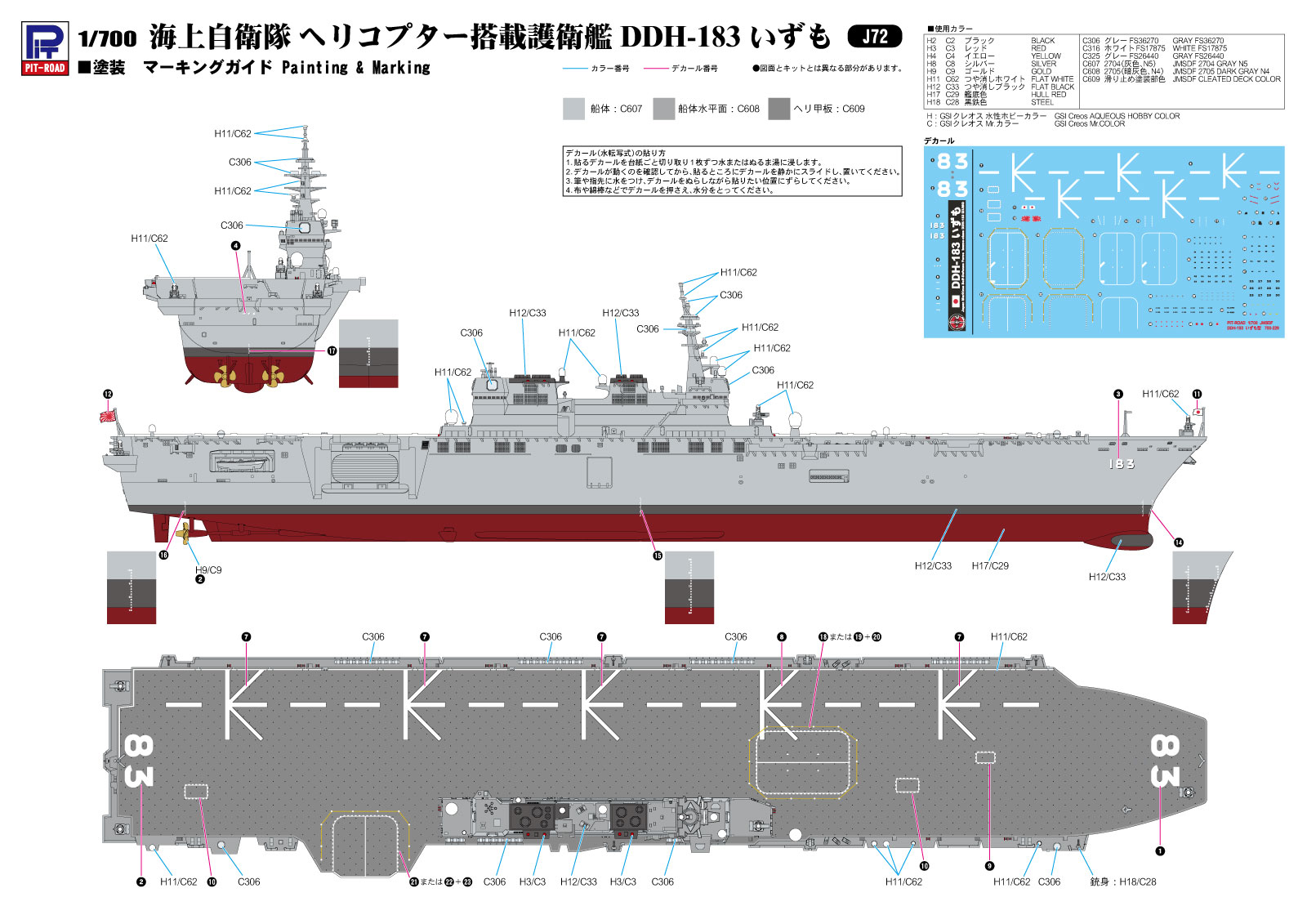 J72 1/700 海上自衛隊 護衛艦 DDH-183 いずも – ピットロード