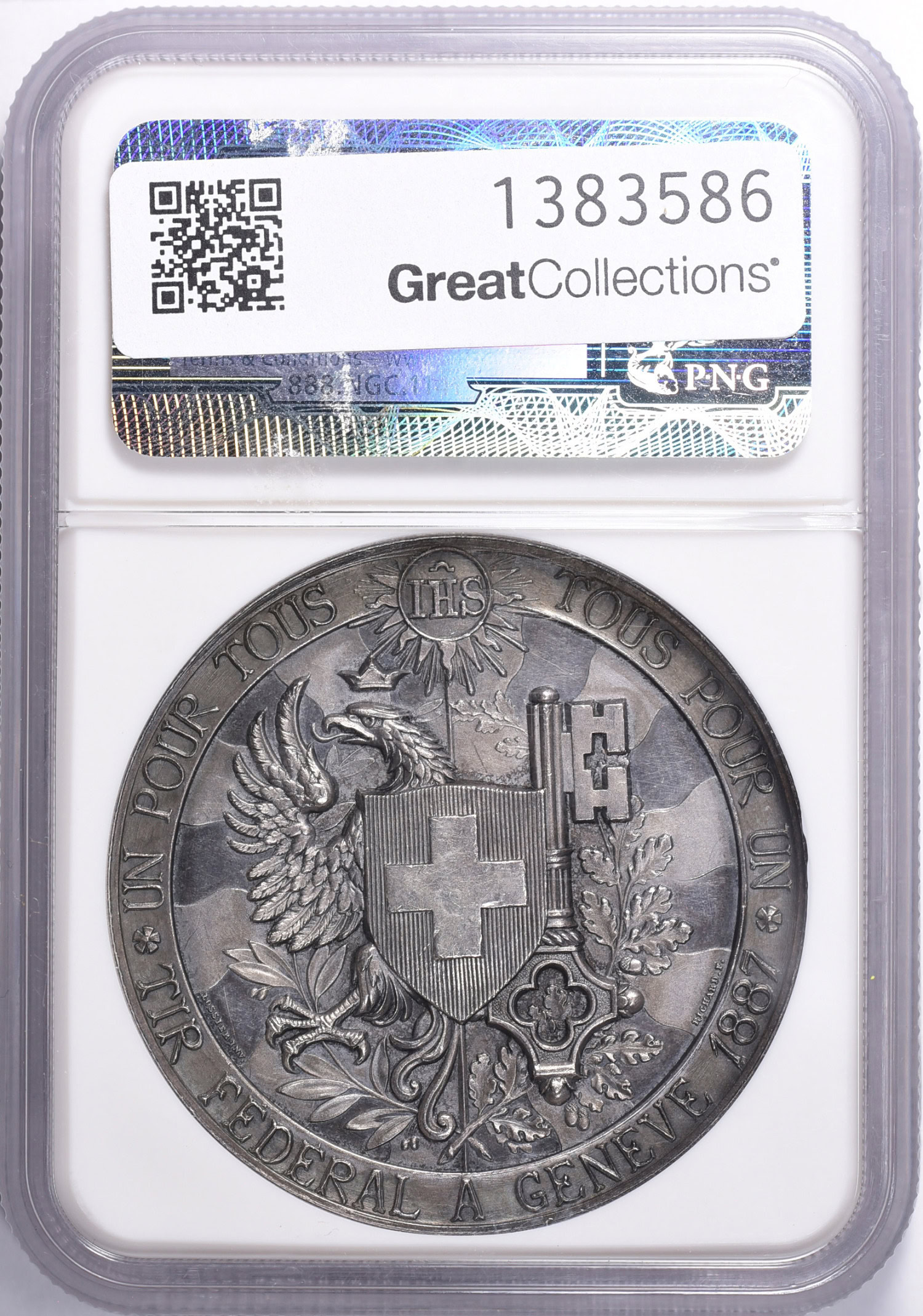 Switzerland 1887 Silver 45mm Geneva Shooting Festival Medal R-628b