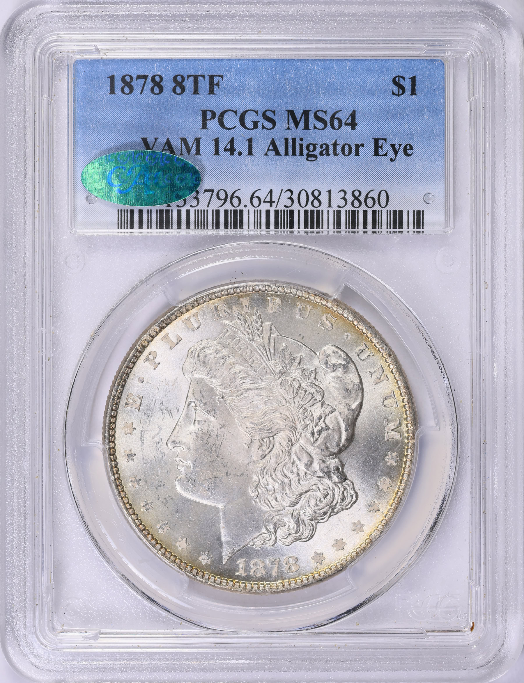 1878 8TF Morgan Silver Dollar Alligator Eye VAM-14.1 PCGS MS-64