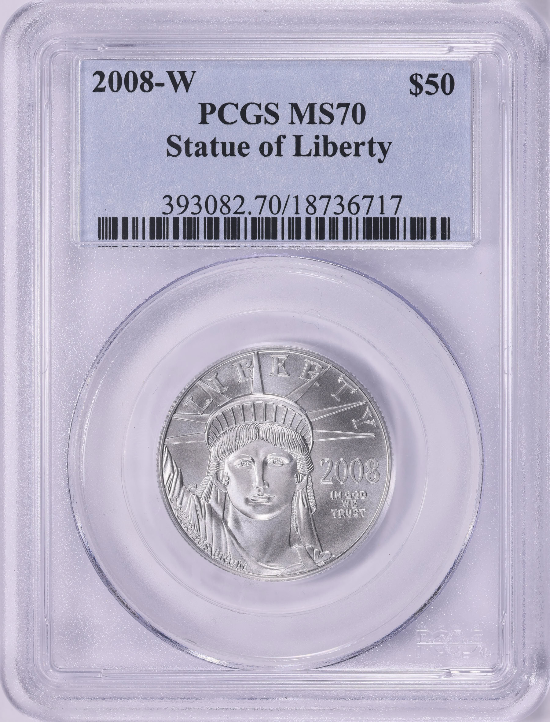 2008-W $50 Half-Ounce Platinum American Eagle Burnished PCGS MS-70