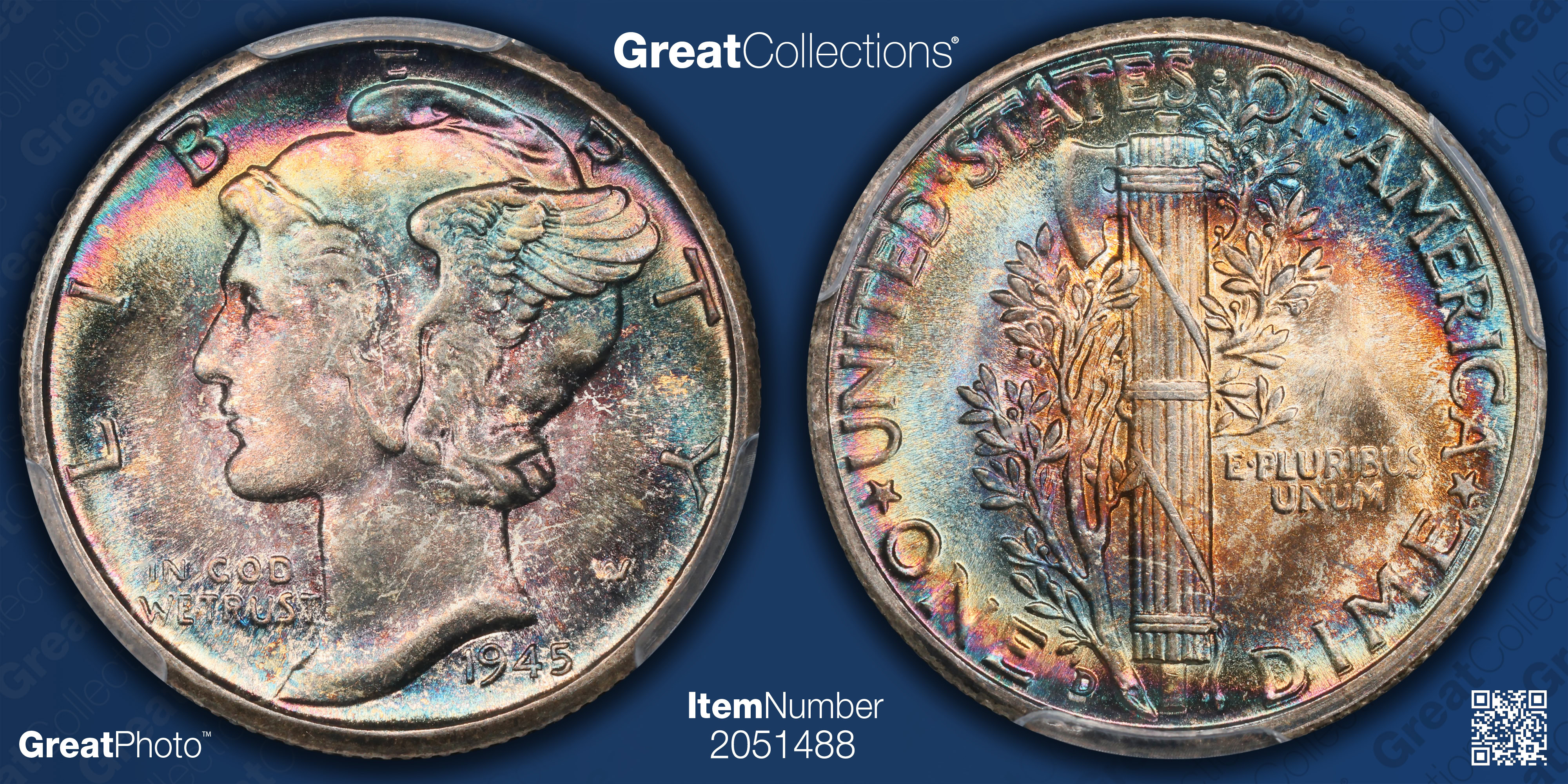 1945-D Mercury Dime PCGS MS-68 (Toned) (Item 2051488