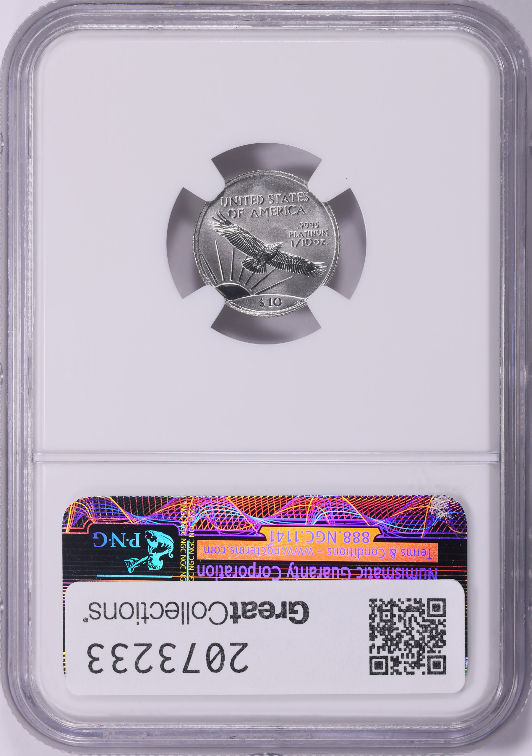 1998 $10 Tenth-Ounce Platinum American Eagle NGC MS-69 (Item