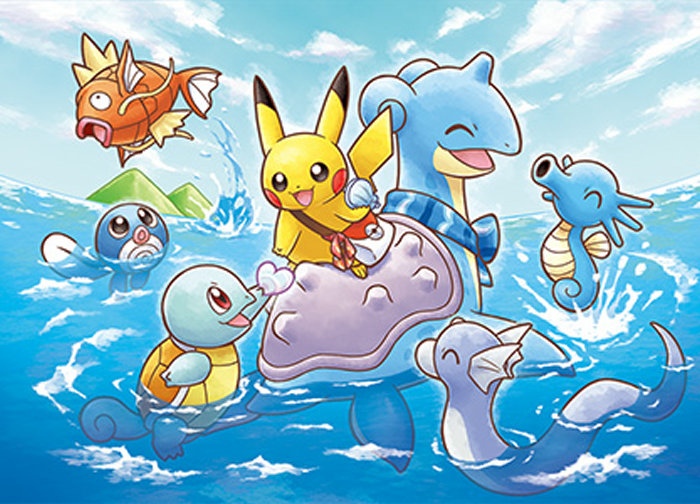 ラプラスに乗ったピカチュウのグッズ登場。ぬいぐるみやグラスなど