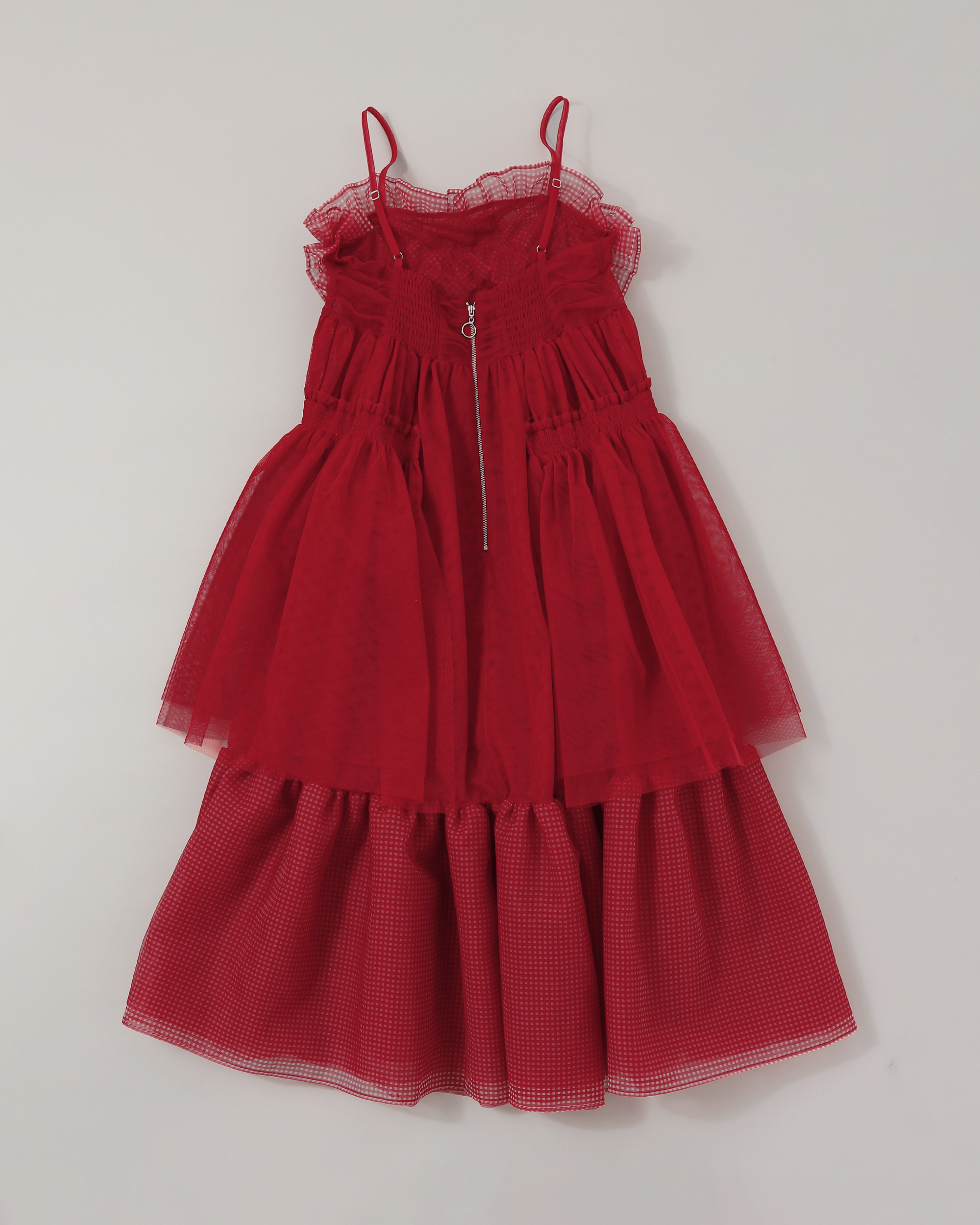 Gather frill tulle dress