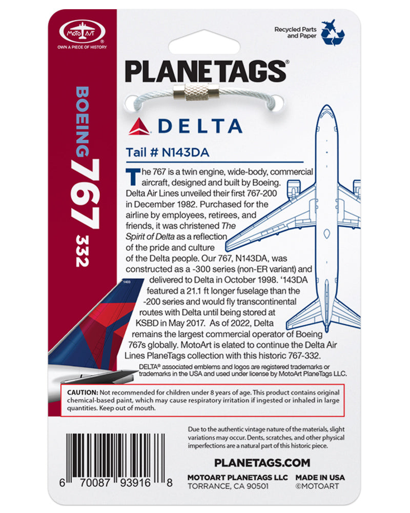 DELTA®- Boeing 767-332 PlaneTags Tail # N143DA – MotoArt PlaneTags