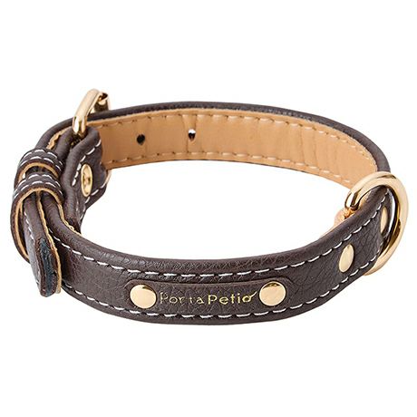 犬用首輪 Porta ポルタ クラシックソフトレザーカラー 36mm ブラウン