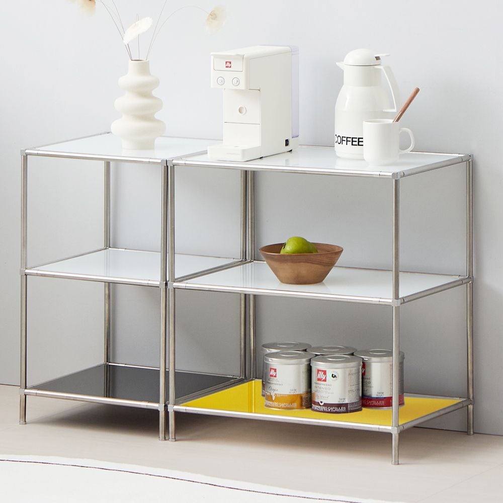 dOLEE FUN 3段 モジュール ガラス ラック［2サイズ］ 透明 ガラス 幅