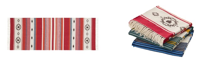 一人用コットにぴったり合う綿100％の大判ラグ「LOGOSコットンラグ