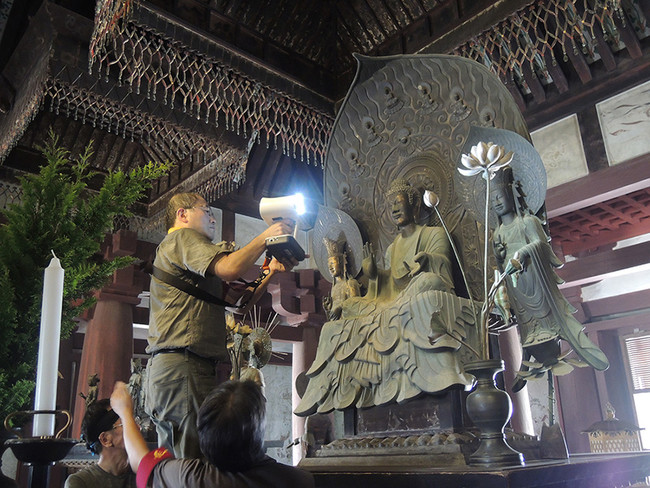 日本南画院理事 金沢徹 『世界文化遺産 国宝 法隆寺』 額装 日本南画院
