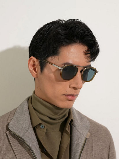 Transparent Light Brown Havana Orizzonte I Acetate and Metal