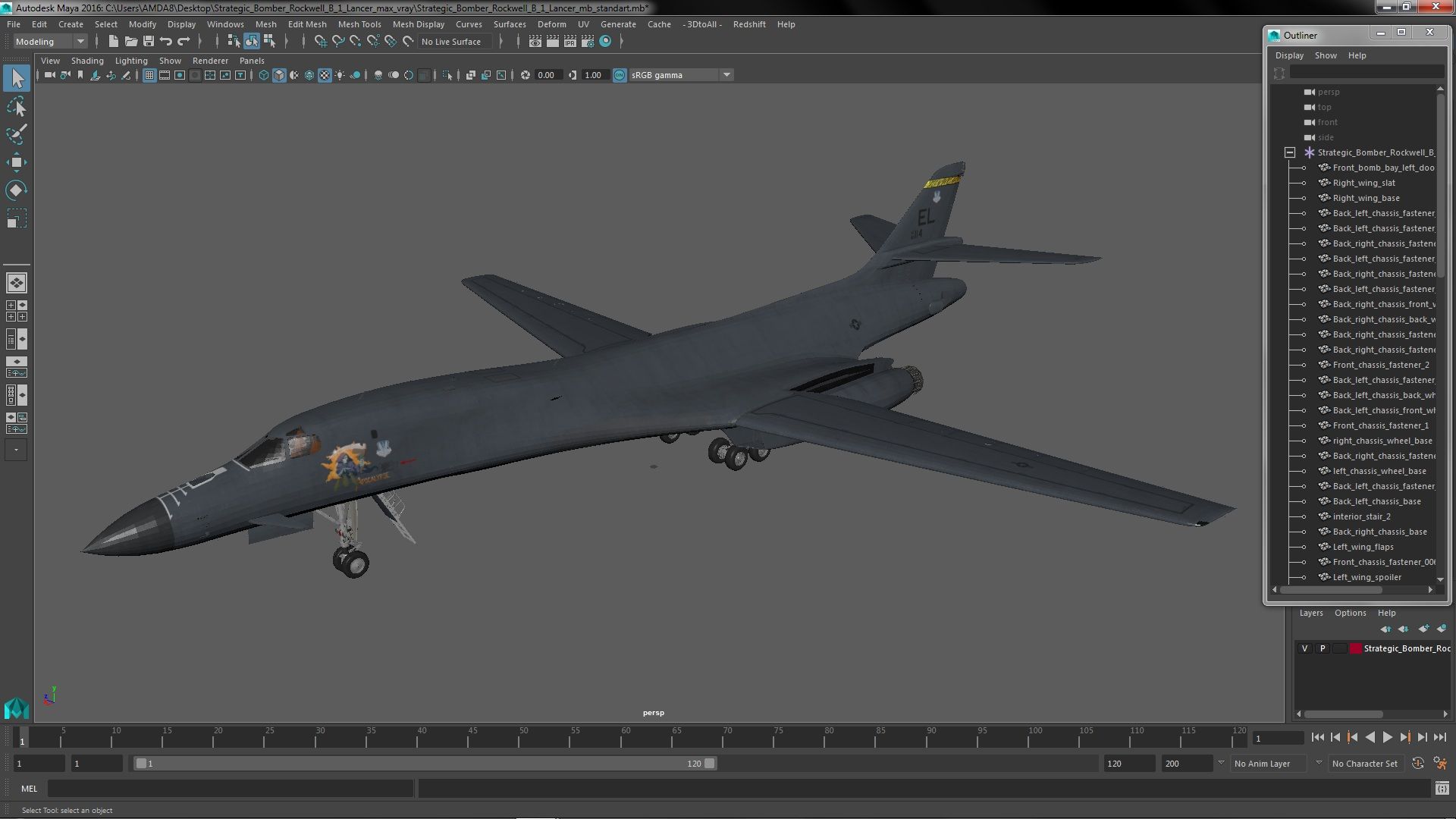 戦略爆撃機ロックウェルB-1ランサー 3Dモデル $129 - .3ds .c4d .fbx