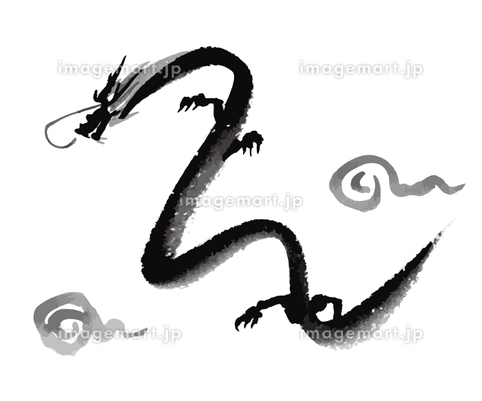 シンプルな水墨画の龍のイラスト [223388694]｜毎月1点無料（フリー