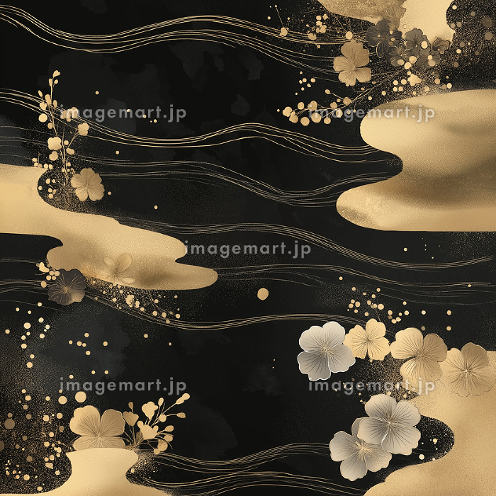 黒と金の美しい桜模様 和柄背景 高級感のある日本デザイン 和風