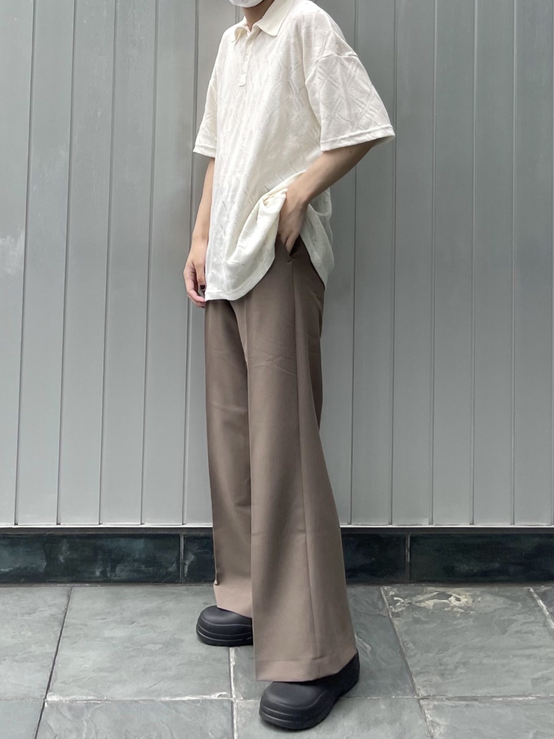 受注制【Chikashitsu +】simple slacks (3color) / 【チカシツプラス