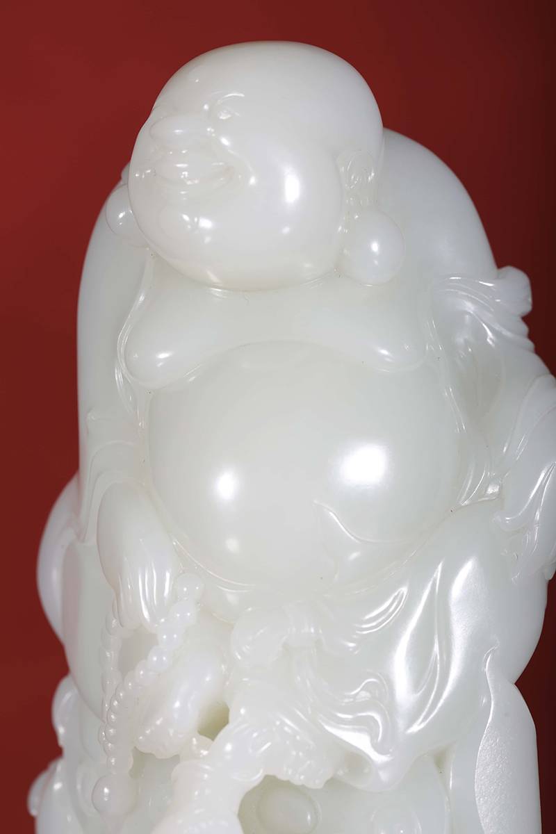 金玉满堂玉雕大拍·白玉摆件弥勒佛丨玉润弥勒，喜乐满怀和田玉鉴定保养