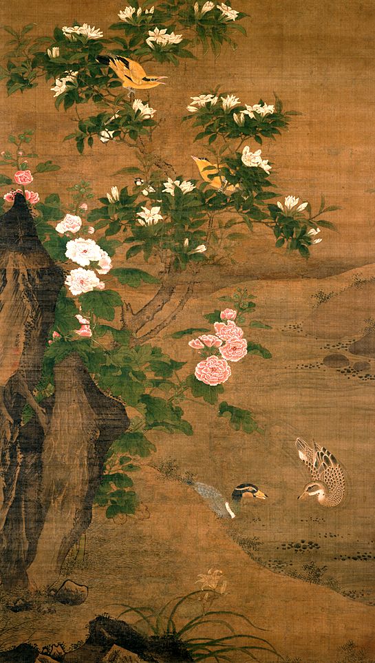 中国絵画史ノート 呂紀《四季花鳥図》4幅 京国立博物館蔵