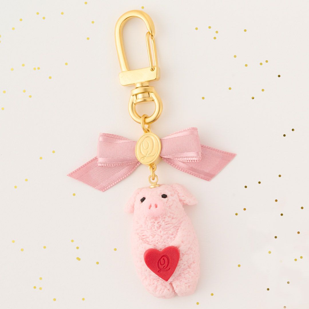 ピンクのコブタ ストロベリークッキー キーホルダー（レッドハート