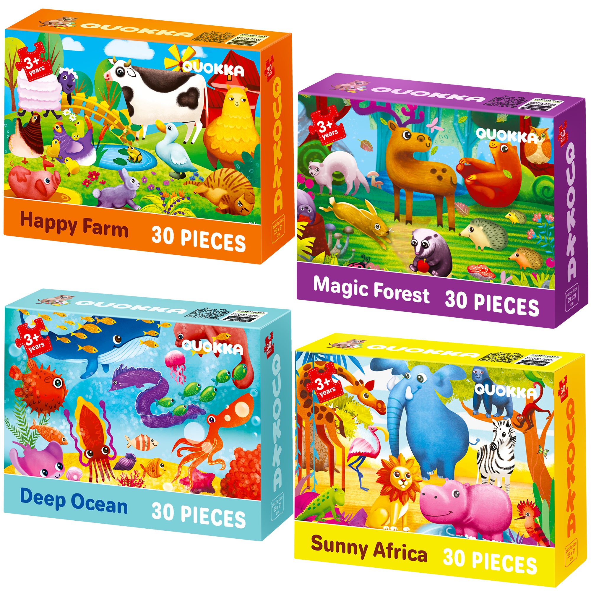 Jigsaw Puzzles for Kids 30 Pcs Farm, Polar, Ocean & Safari Animals