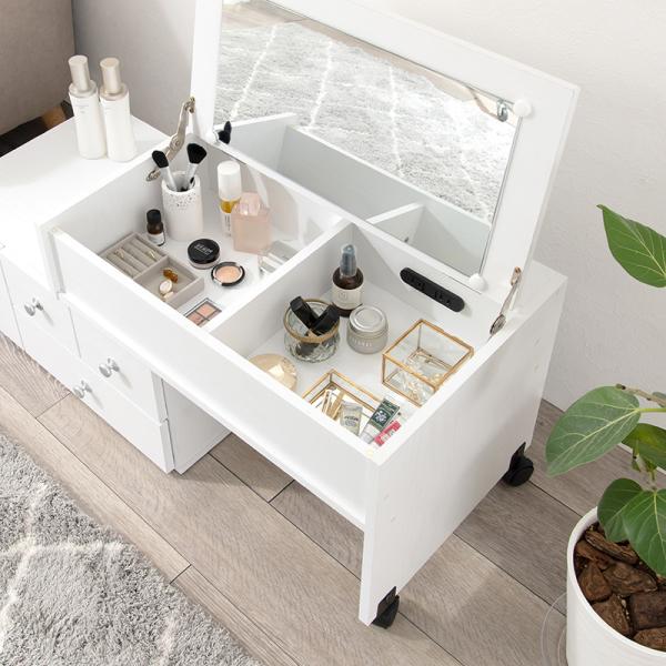 伸縮式ドレッサーテーブル コンセント付き [幅63-110] | おしゃれな