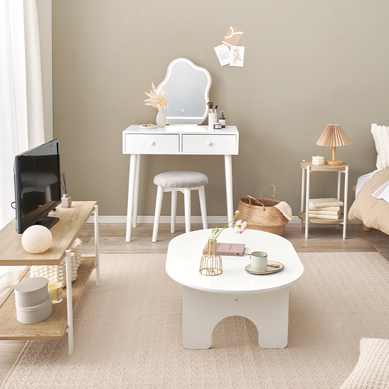 ウェーブミラードレッサー スツールセット 引き出し2杯 [幅75