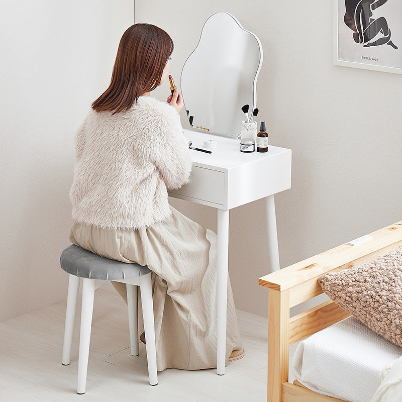 ウェーブミラードレッサー スツールセット 引き出し2杯 [幅75