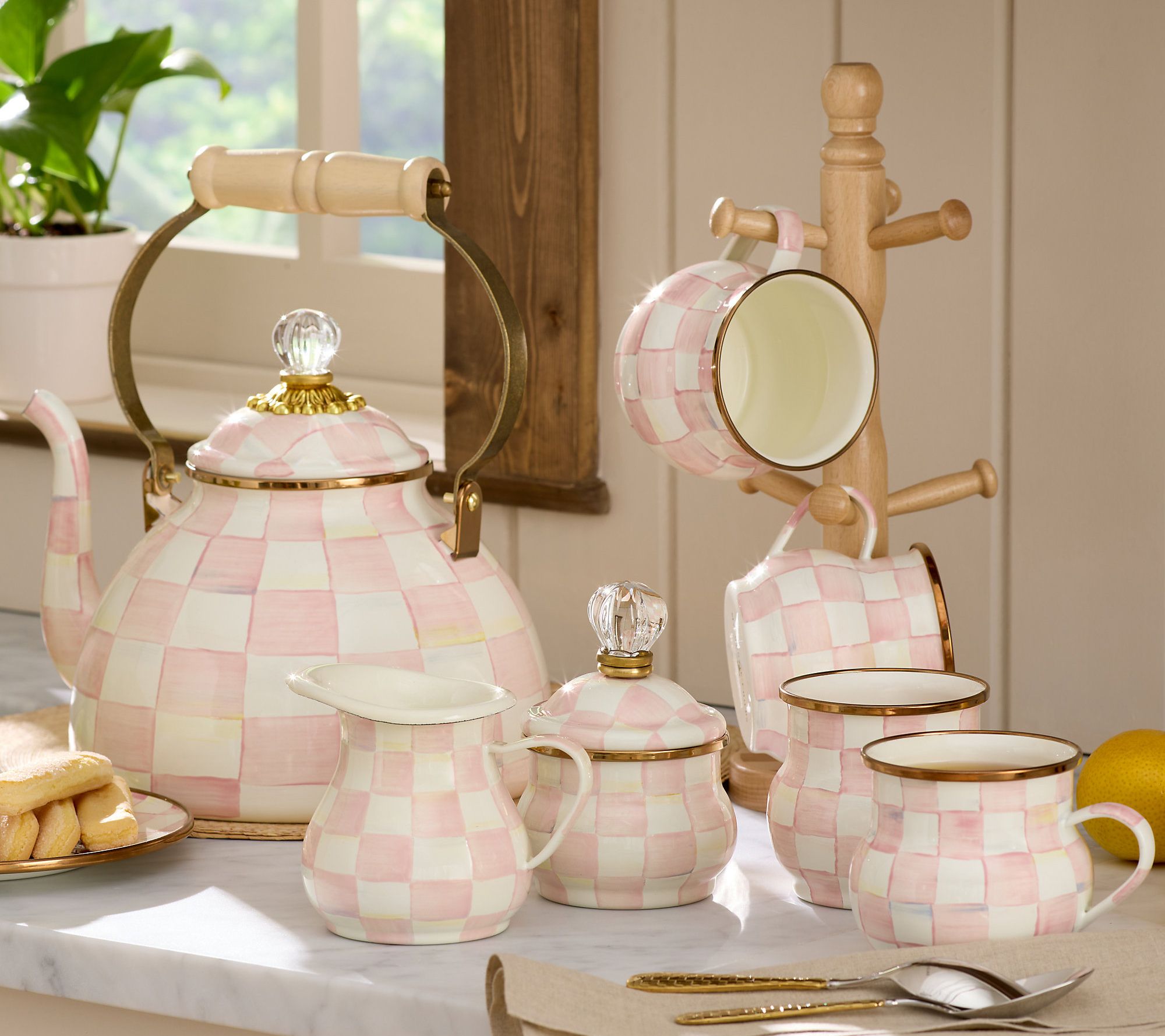 MacKenzie- Childs Set of 4 Enamel Mugs - QVC.com