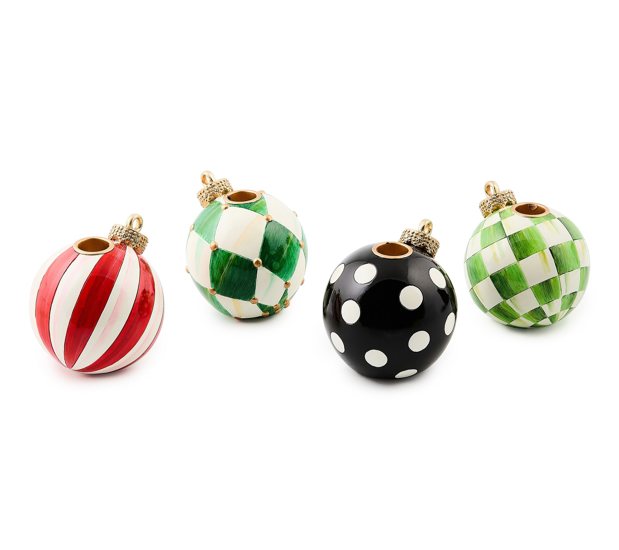 MacKenzie- Childs Set of 4 Ornament Candle Holders - QVC.com