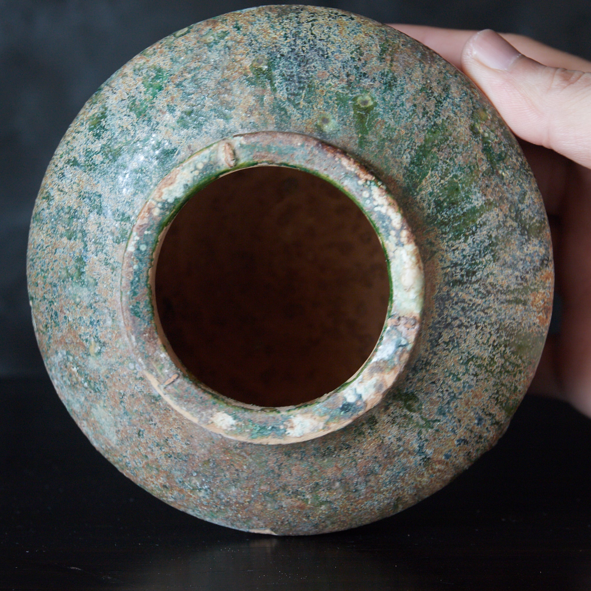 漢代 銀化緑釉小壷（206BCE–220CE） | 入蘆花（ロカニイル）