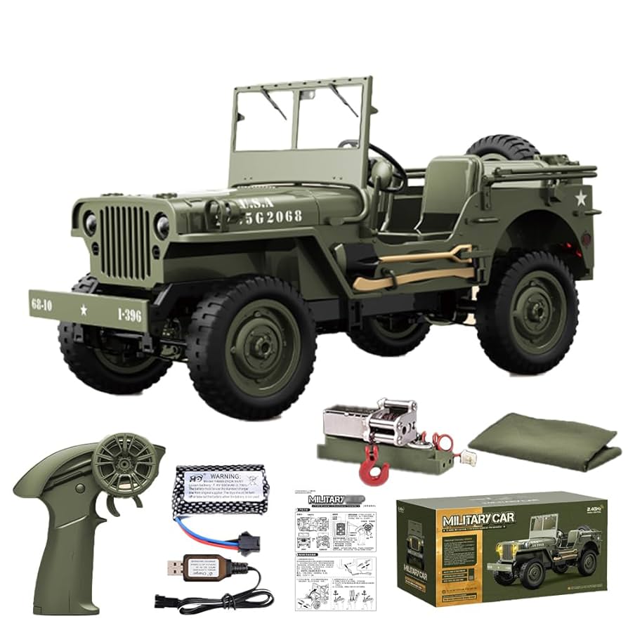 JJRC C8815 1/10 WILLYS JEEP RCカー、4WD RTR軍用クローラー、LED搭載