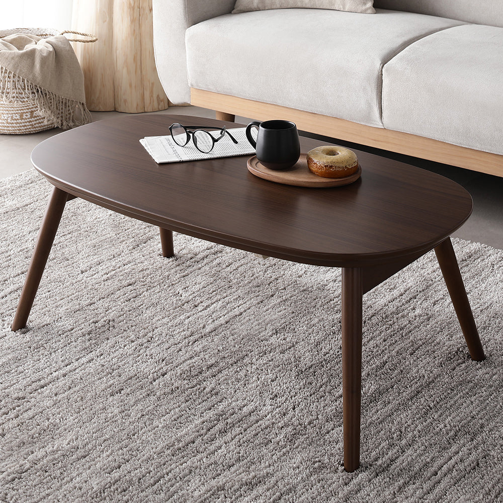 オーバル 楕円 細脚折りたたみ式 こたつテーブル単品 幅90×50cm