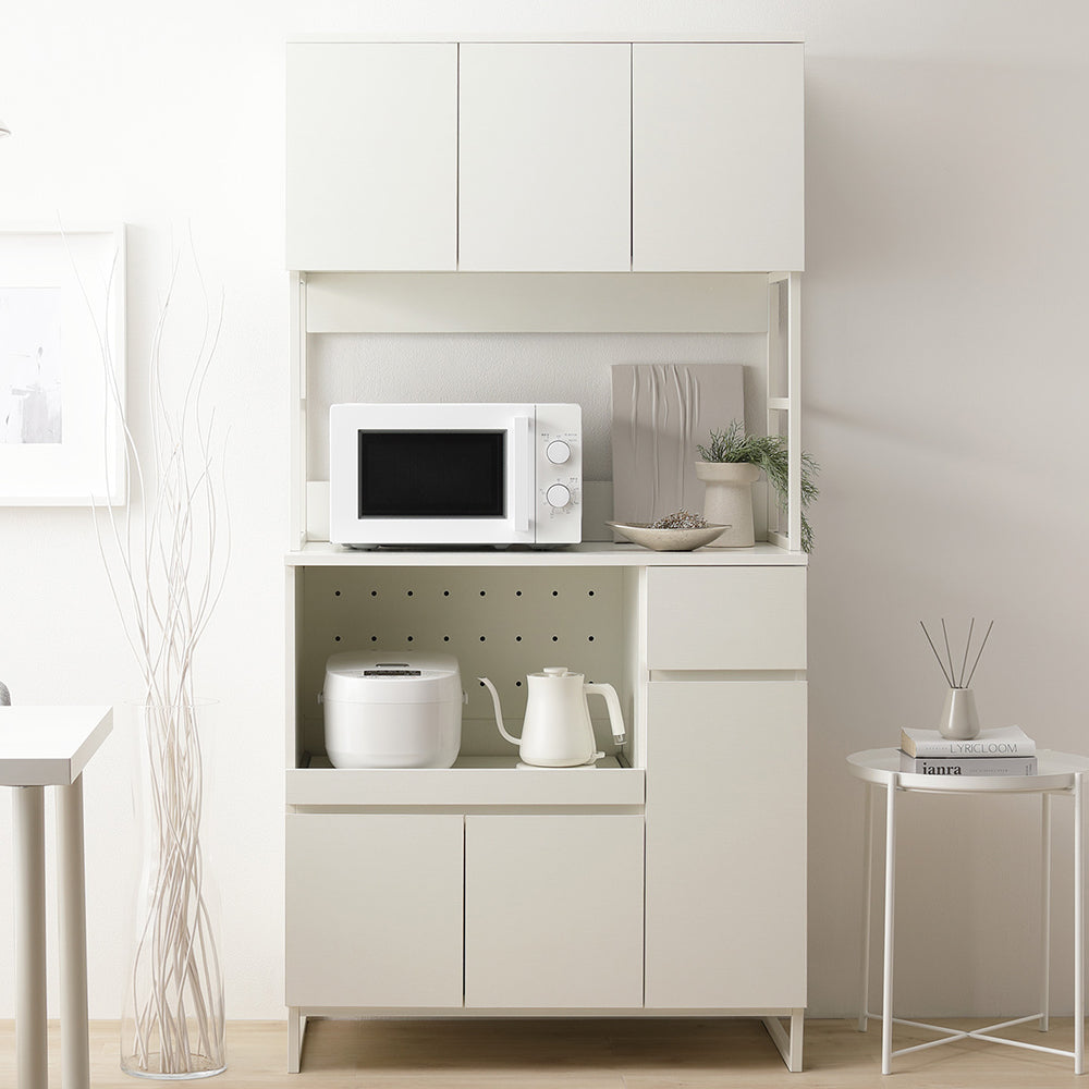 異素材MIX キッチンボード 『Liora リオラ』 90cm幅/扉＋オープン収納