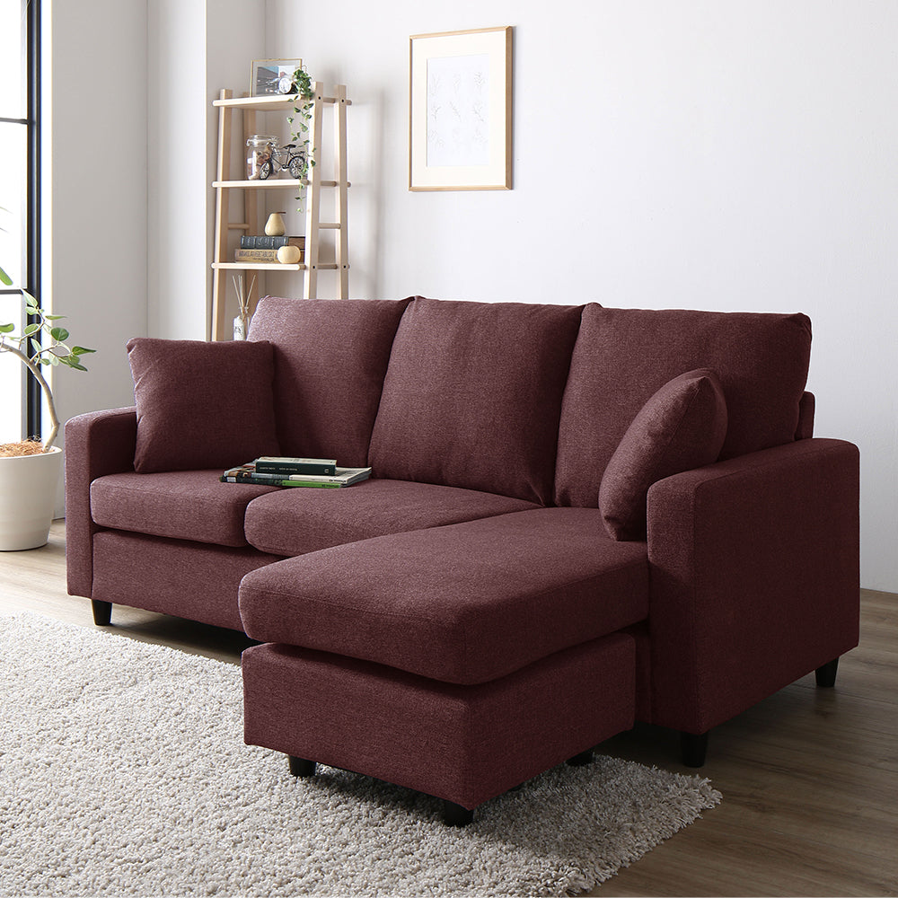 ファブリック カウチソファ 3人掛け/脚を外せばローソファにも