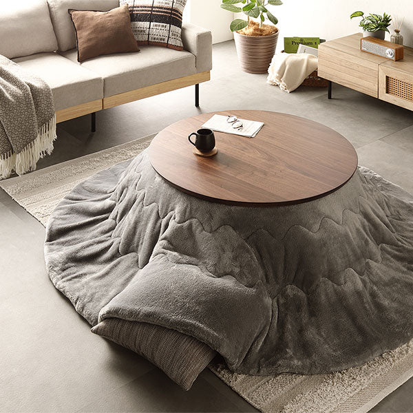 円形 天然木突板 こたつテーブル 85cm オーク/一年中使えるおしゃれな