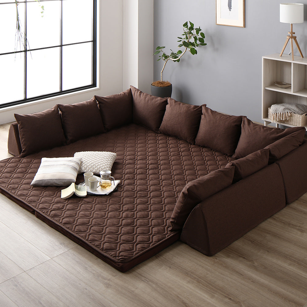 洗えるラグパット付き フロアソファ L型タイプ/オールシーズン