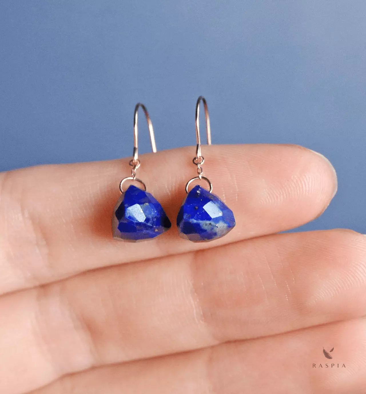 12月誕生石 夜空の星 ラピスラズリ(トリリアントカット) K10フック