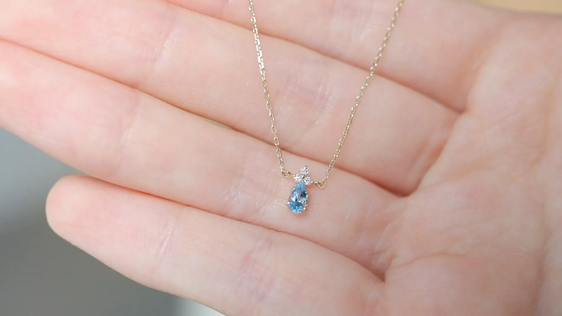 K18 サンタマリア・アクアマリン＆ダイヤモンドのネックレス ~Ello