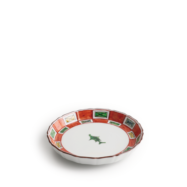 色絵三方富士菊花文 