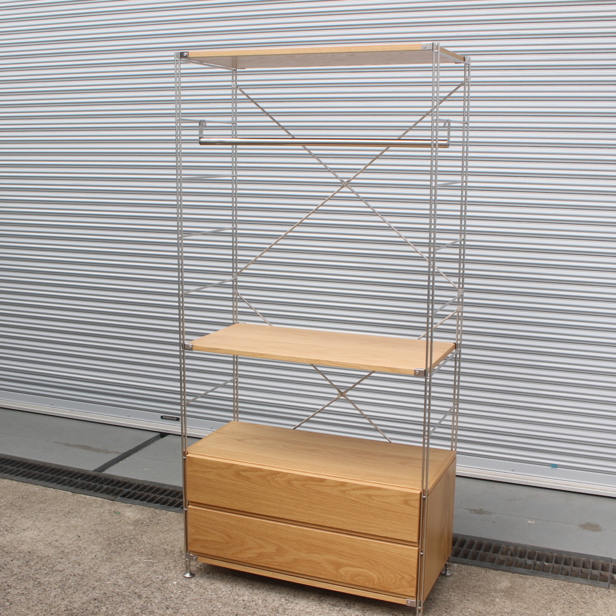 無印良品 ステンレスユニットシェルフ オーク材 ワードローブセット