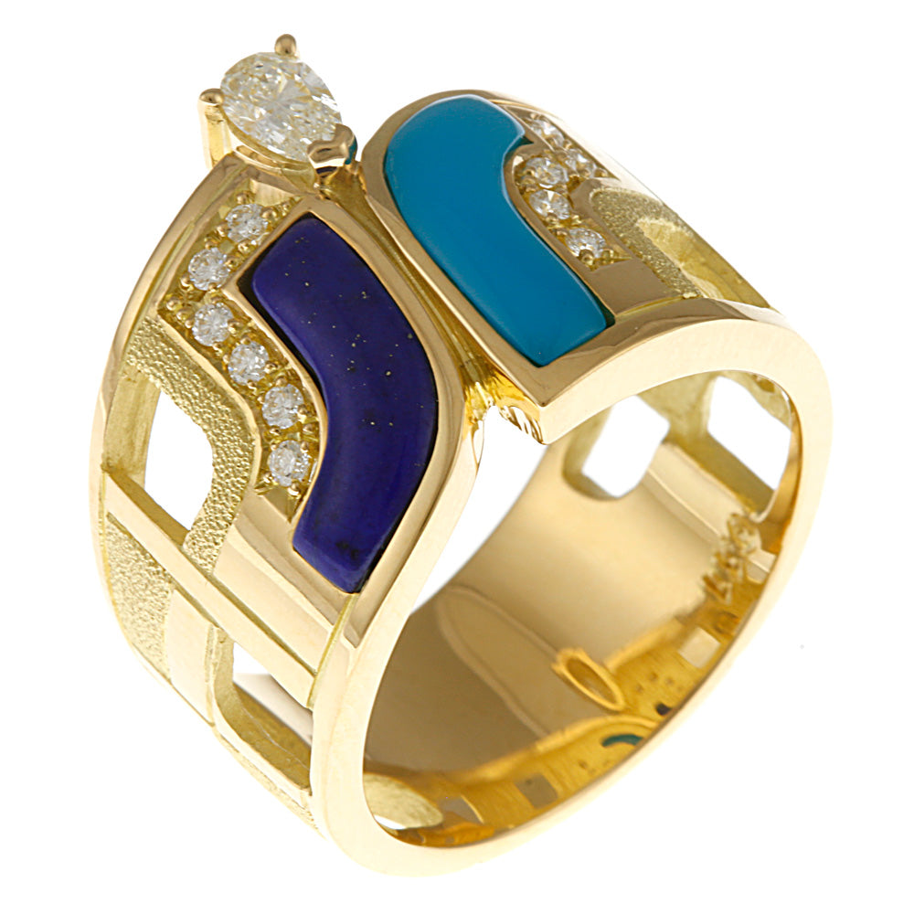 K18 リング 指輪 ターコイズ ダイヤモンド トルコ石 13.5号