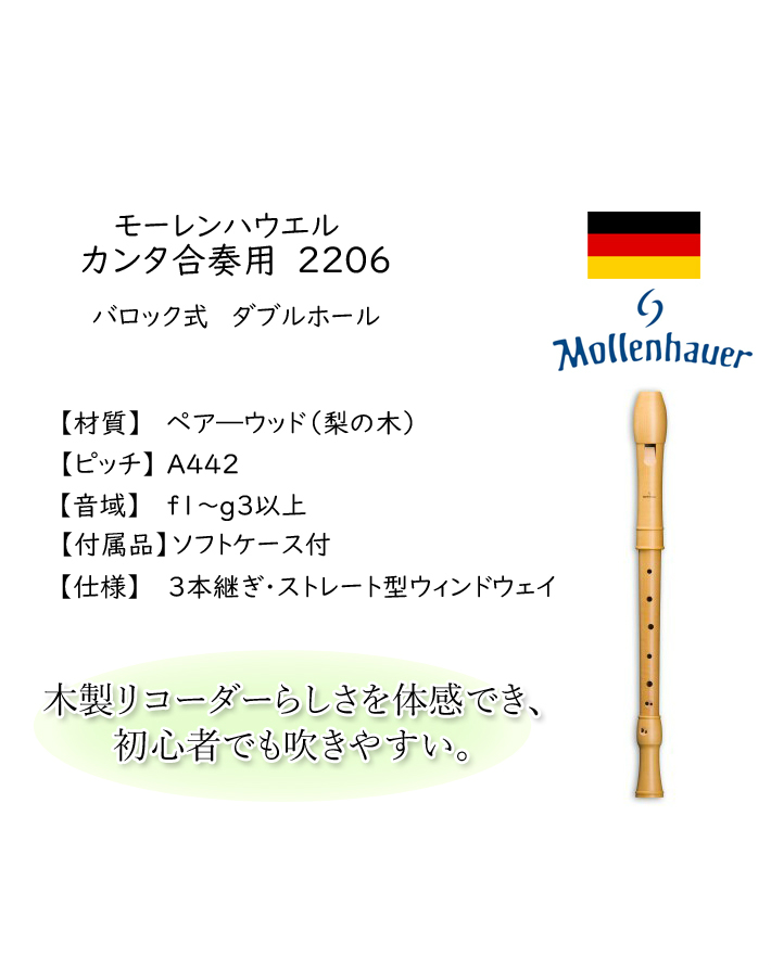 モーレンハウエル）木製アルトリコーダー入門セット｜テレマン楽器の
