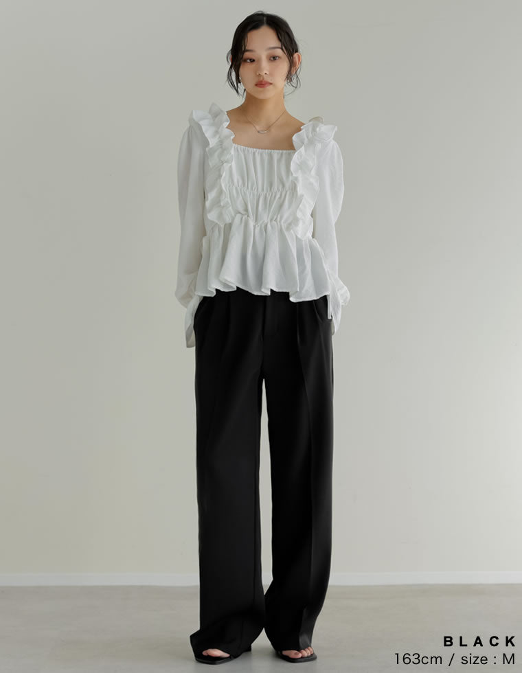 ダブルタックカラーワイドパンツ - パンツ通販 | 人気レディース