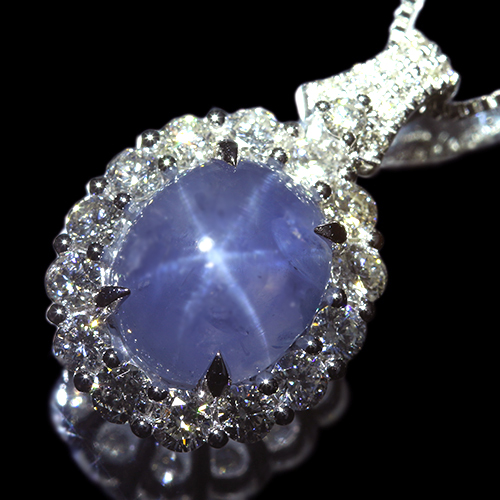 ブルースターサファイア 6.1ct ダイヤモンド 0.8ct プラチナ