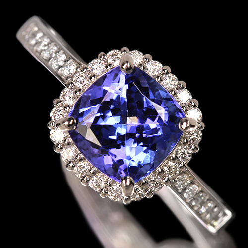 タンザナイト 1.8ct ダイヤモンド プラチナ リング(指輪)【品質保証書