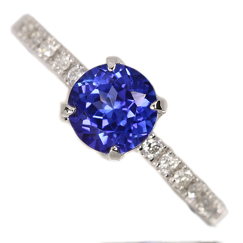 タンザナイト 約1ct ダイヤモンド プラチナ リング(指輪)【品質保証書