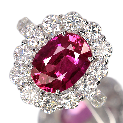 新作＞ルビー 4.02ct ダイヤモンド 1.85ct プラチナ ダイヤモンド